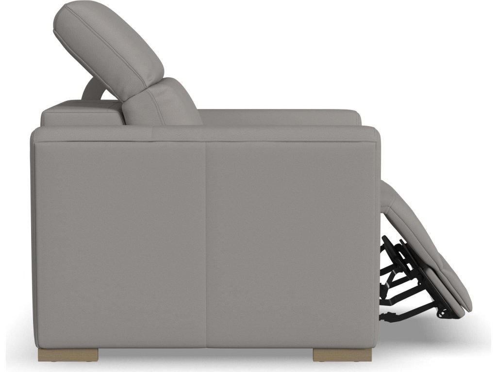 Aurora Ash Leather Power Recliner with Power Headrest - image 9