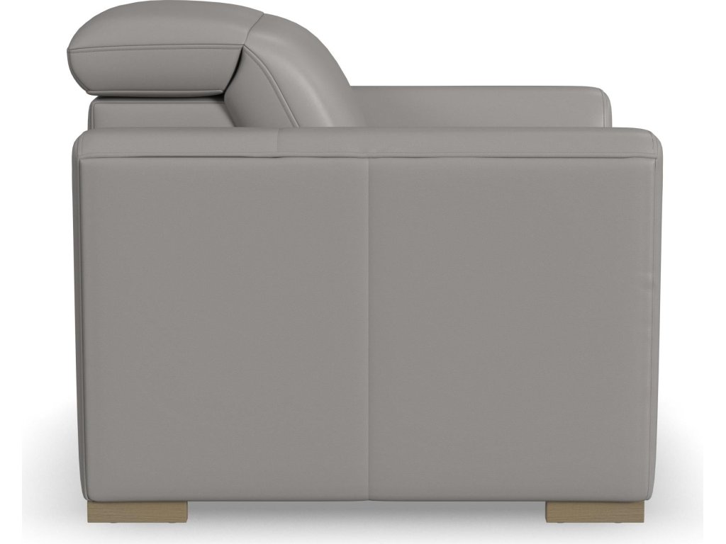 Aurora Ash Leather Power Recliner with Power Headrest - image 3