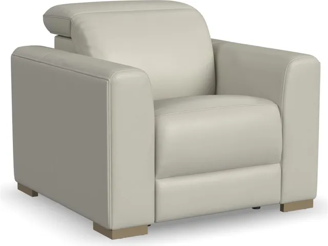 Aurora Coconut Milk Leather Power Recliner with Power Headrest