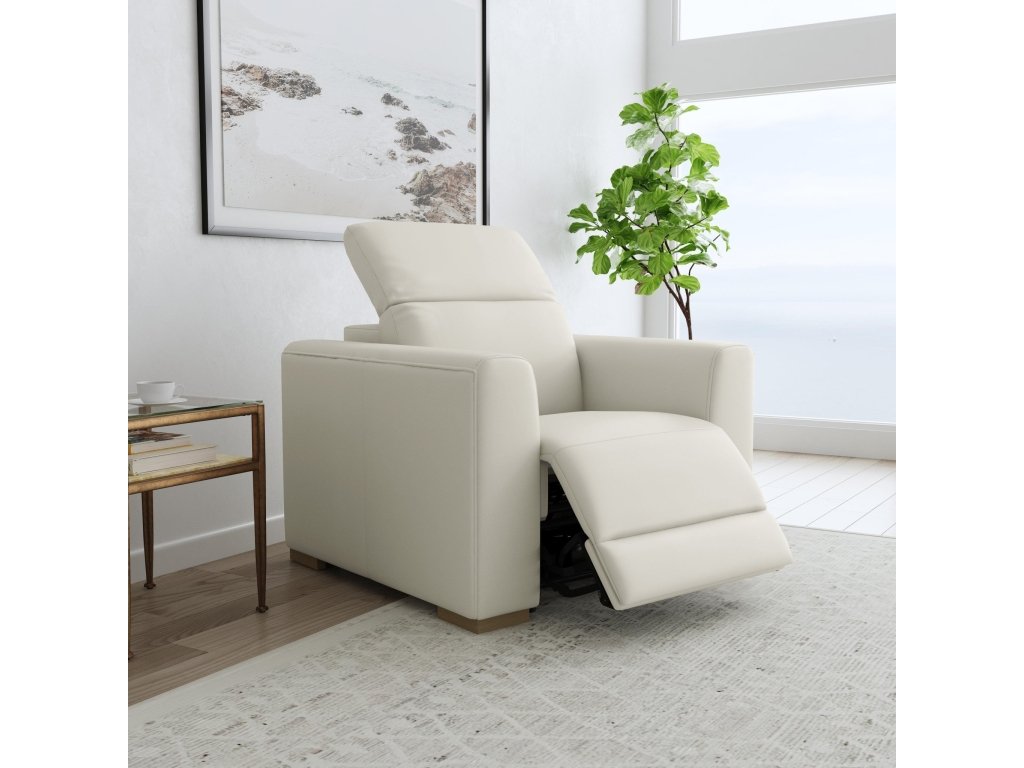 Aurora Coconut Milk Leather Power Recliner with Power Headrest - image 1