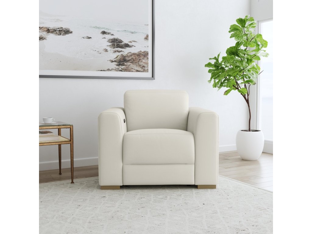 Aurora Coconut Milk Leather Power Recliner with Power Headrest - image 7