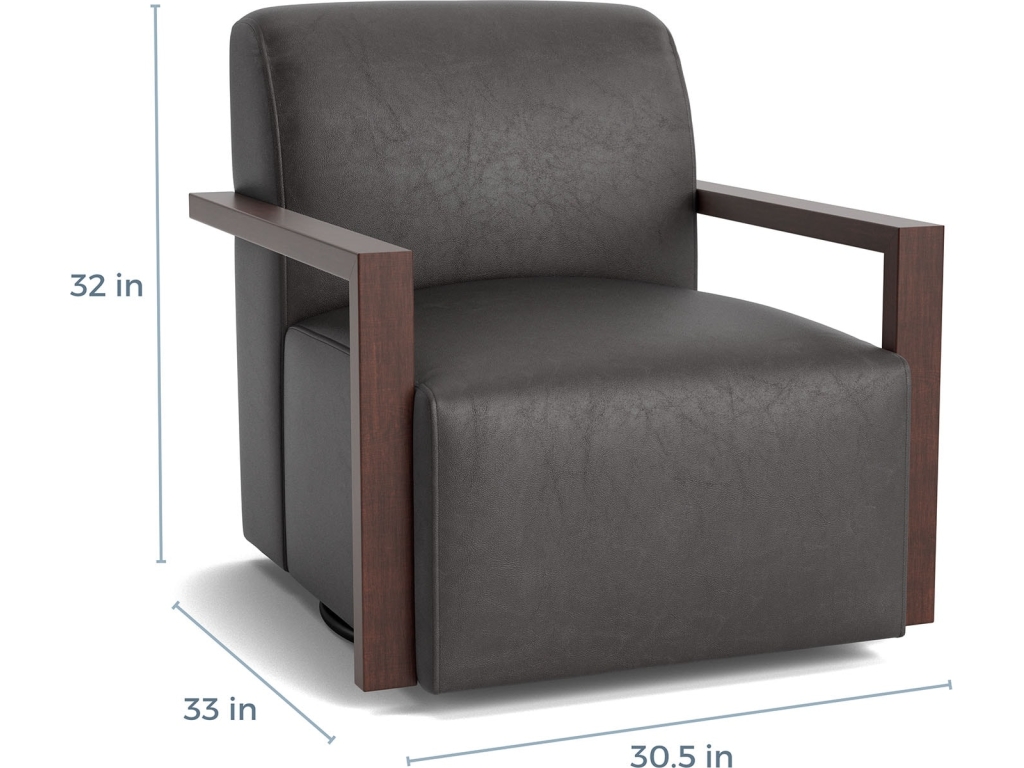 Creswell Leather Wood Arm Swivel Chair - image 4