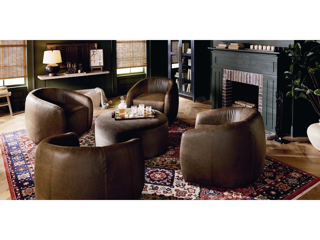 Garner Leather Barrel Swivel Chair - image 1