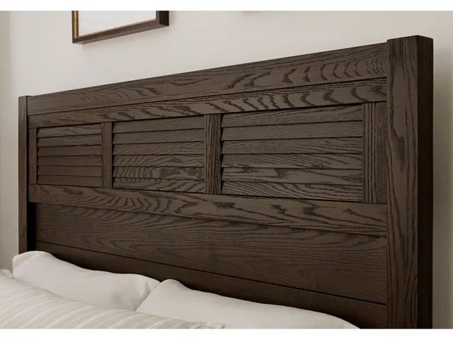Louvered Bed With Low Profile Footboard In Charleston Brown - Alternative View