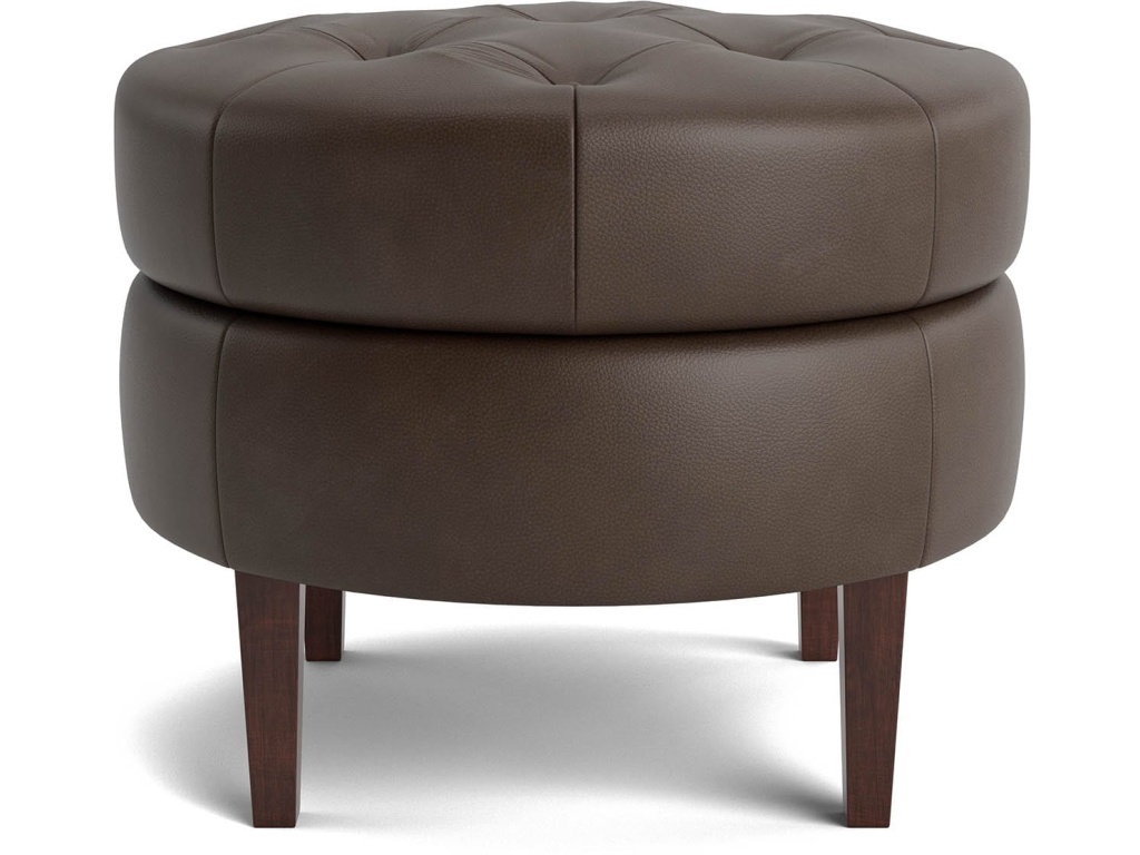 Delway Round Leather Ottoman - image 1