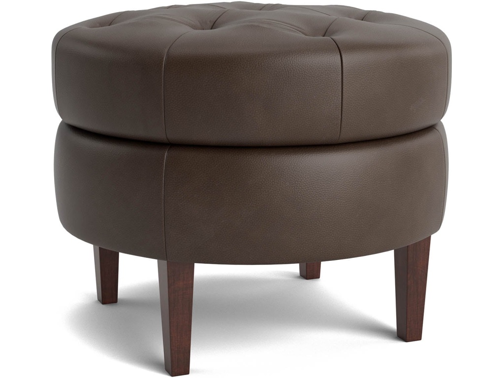 Delway Round Leather Ottoman - main image