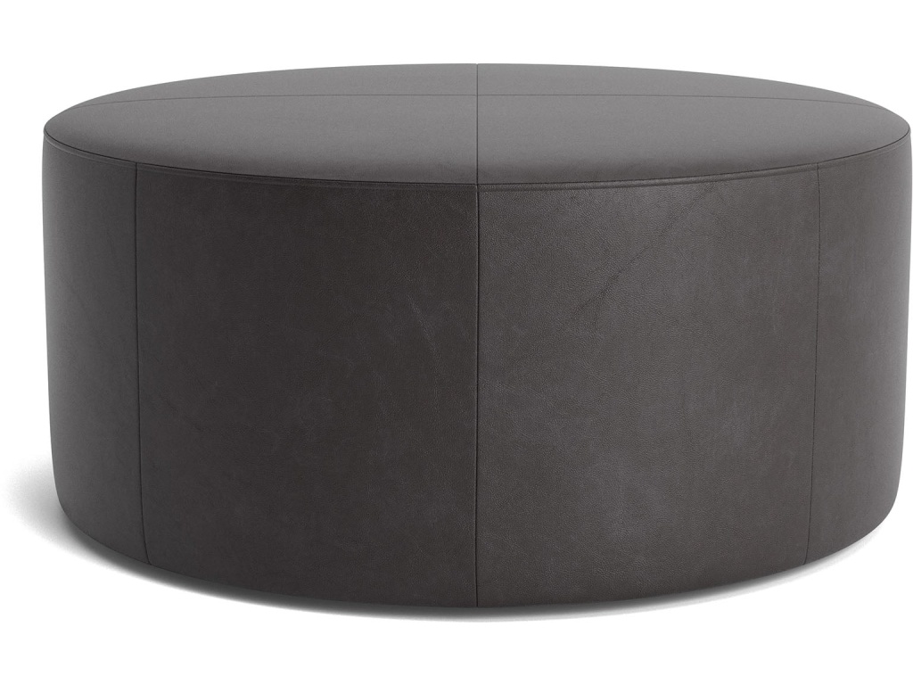 Kelly Leather Round Ottoman - image 1