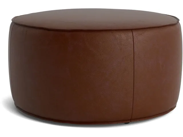 Rhonda Round Leather Ottoman