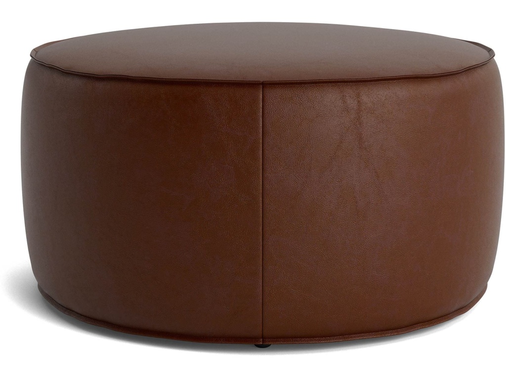 Rhonda Round Leather Ottoman - image 1