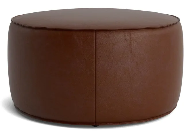 Rhonda Round Leather Ottoman - Alternative View