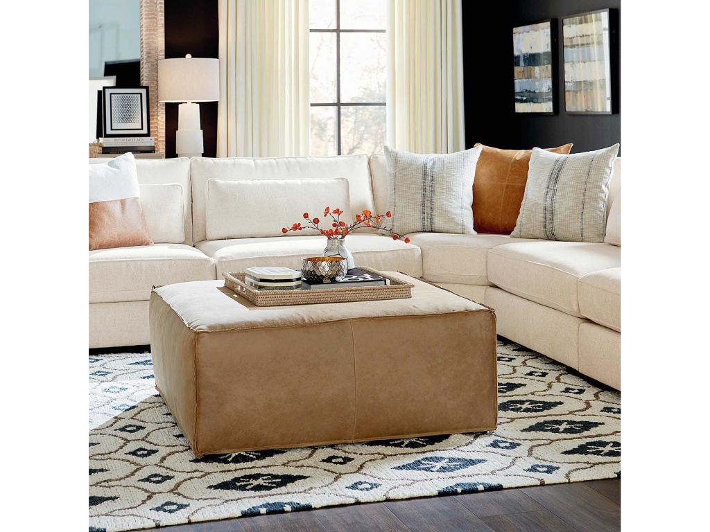 Rhonda Square Leather Ottoman - image 1