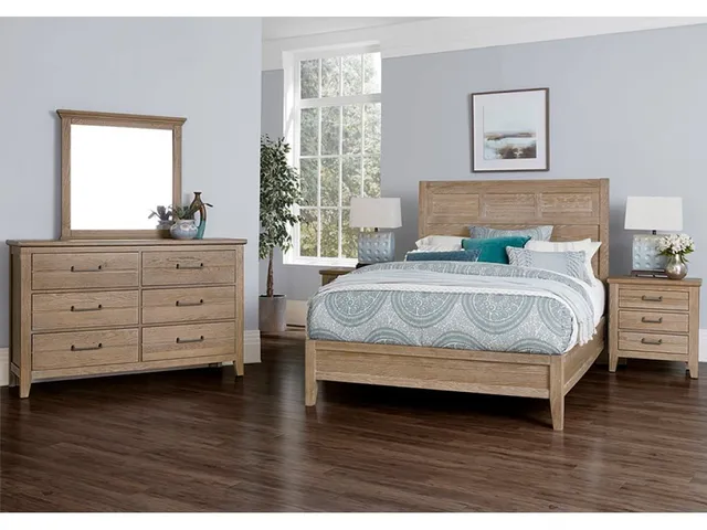 Louvered Bed With Low Profile Footboard In Deep Sand - Alternative View