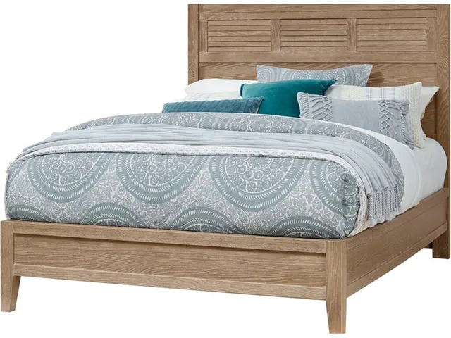 Louvered Bed With Low Profile Footboard In Deep Sand