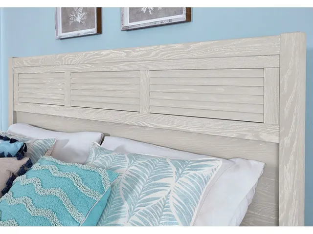 Louvered Bed With Low Profile Footboard In Oyster Grey - Alternative View