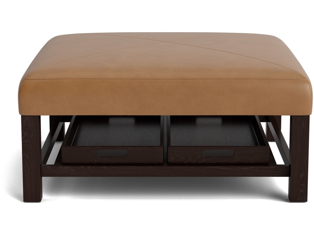 Lori Leather Ottoman with Trays - main image