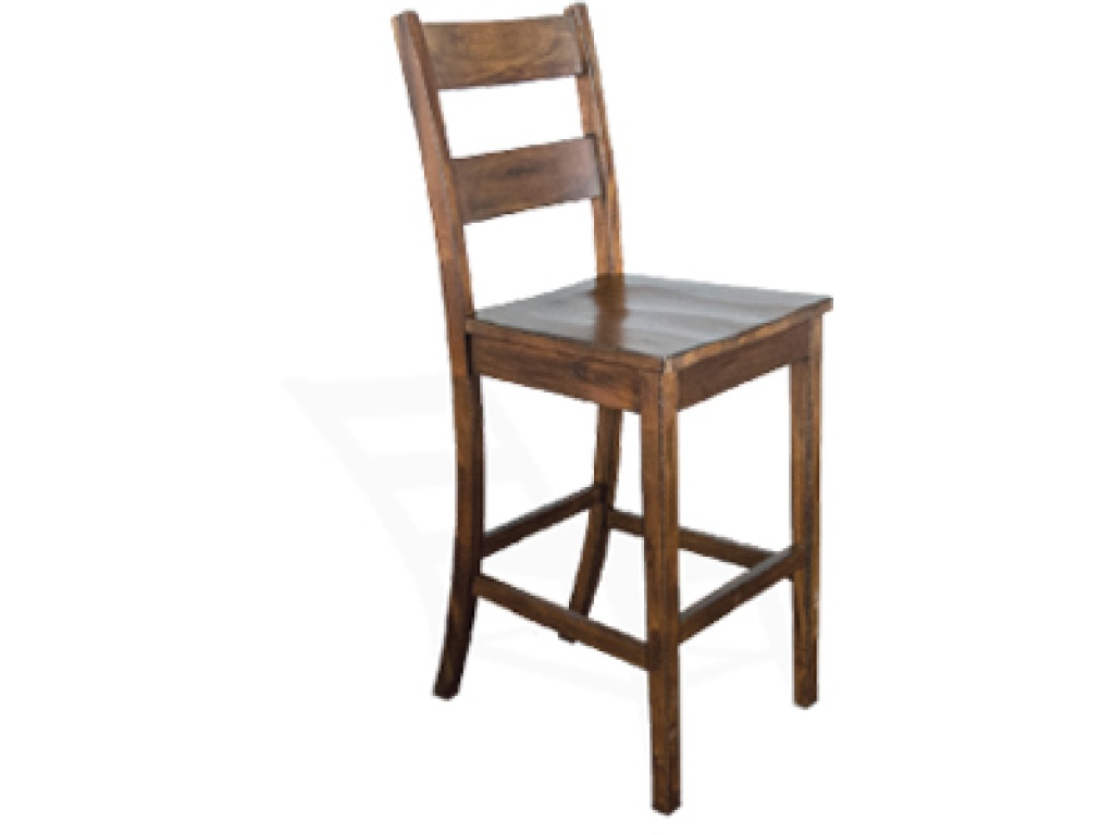30"H Ladderback Barstool Wood Seat - main image