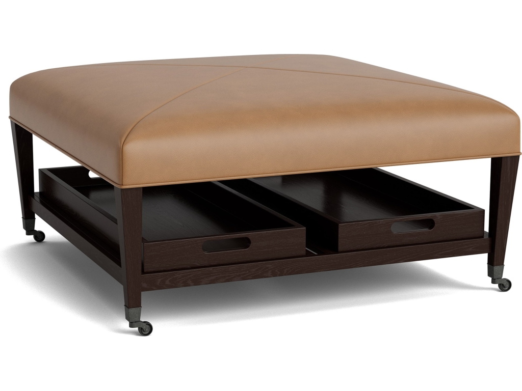 Kara Leather Ottoman with Trays - main image