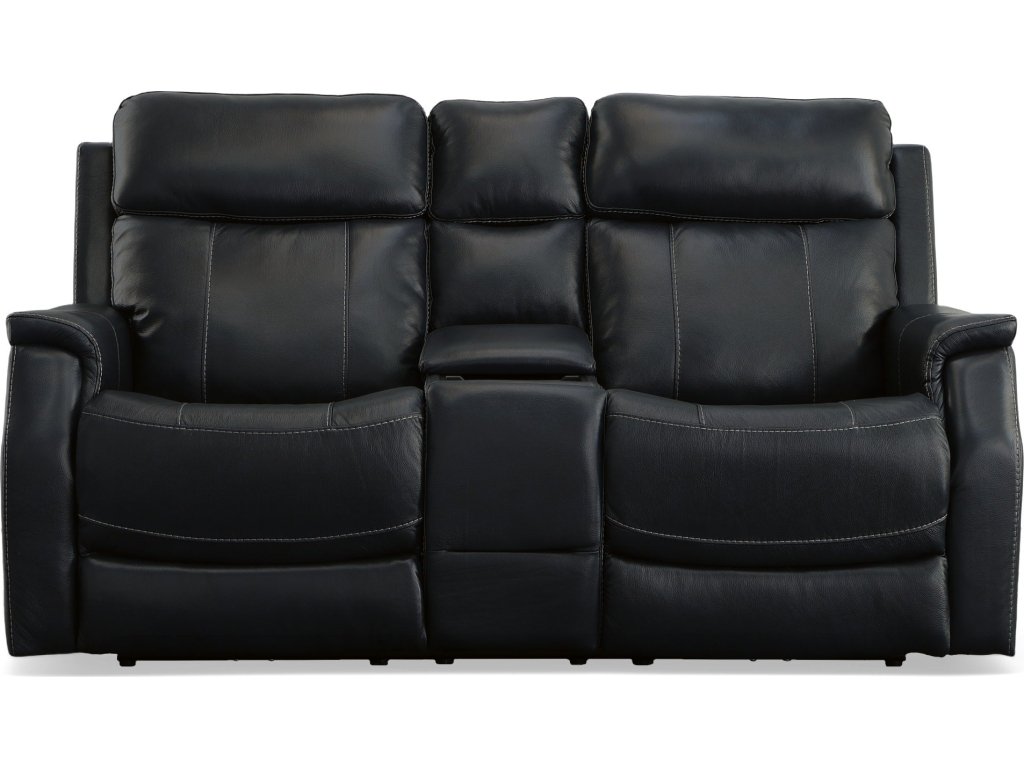Easton Ocean Leather Power Reclining Loveseat with Console, Power Headrests & Lumbar - image 1