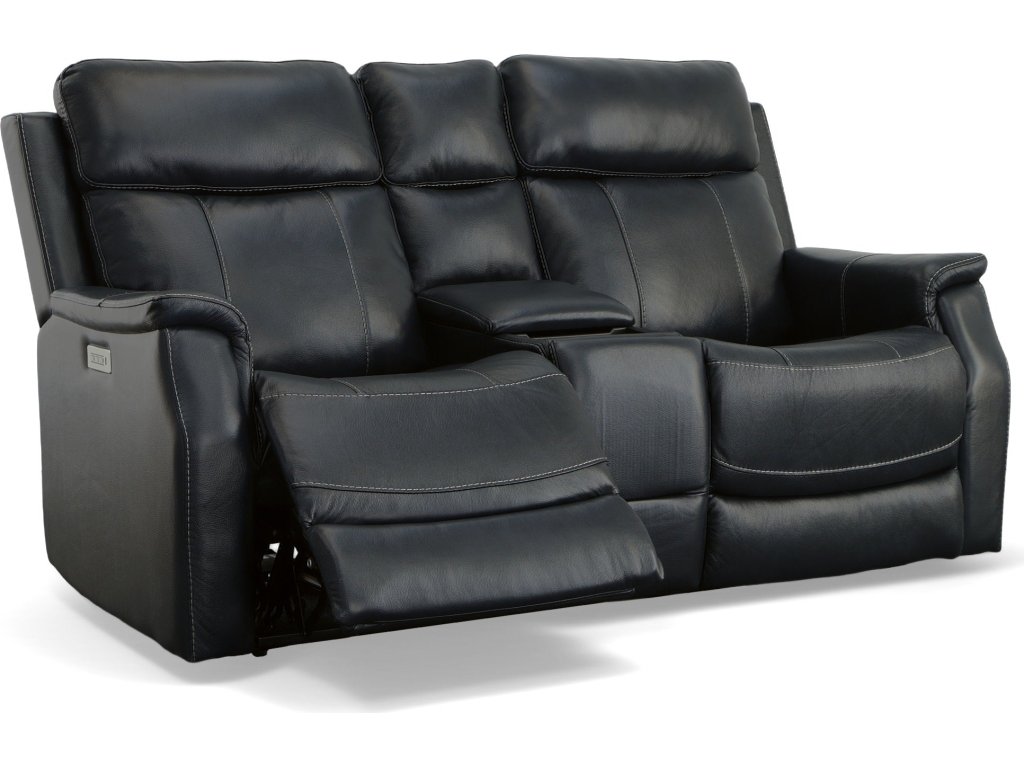 Easton Ocean Leather Power Reclining Loveseat with Console, Power Headrests & Lumbar - image 3