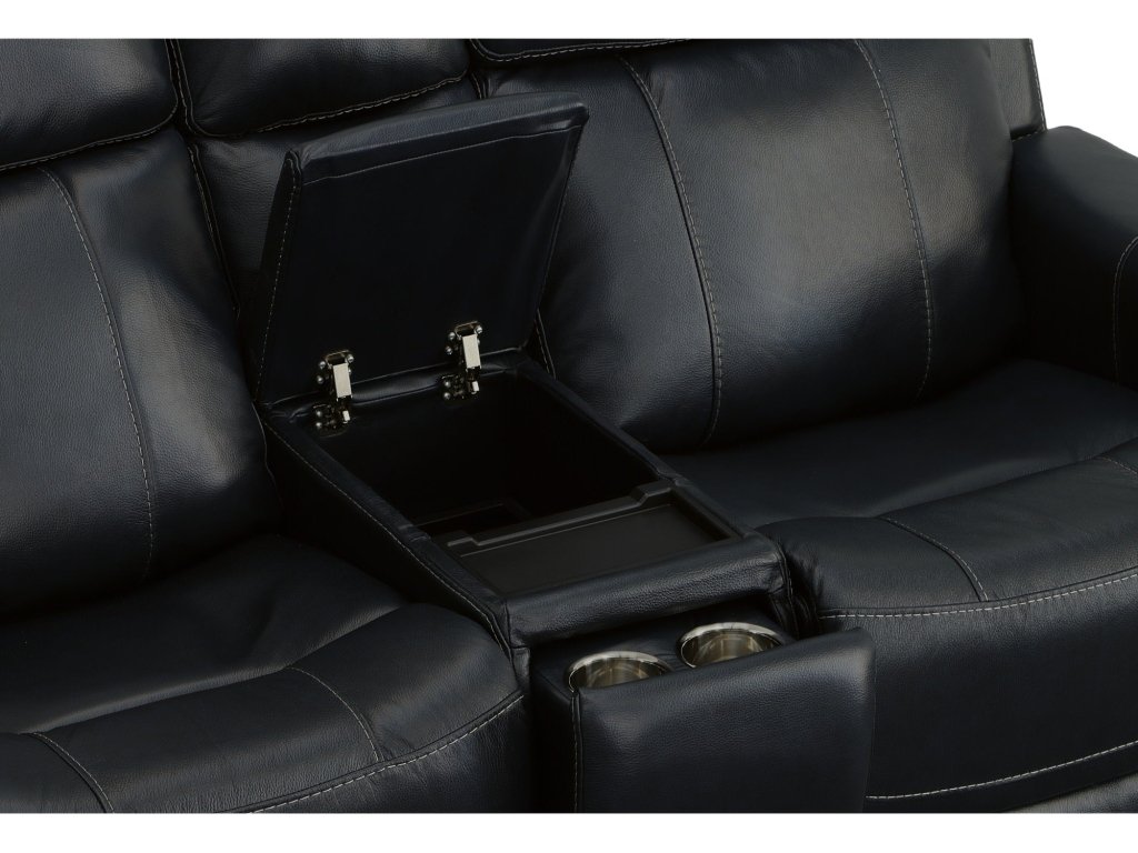 Easton Ocean Leather Power Reclining Loveseat with Console, Power Headrests & Lumbar - image 4