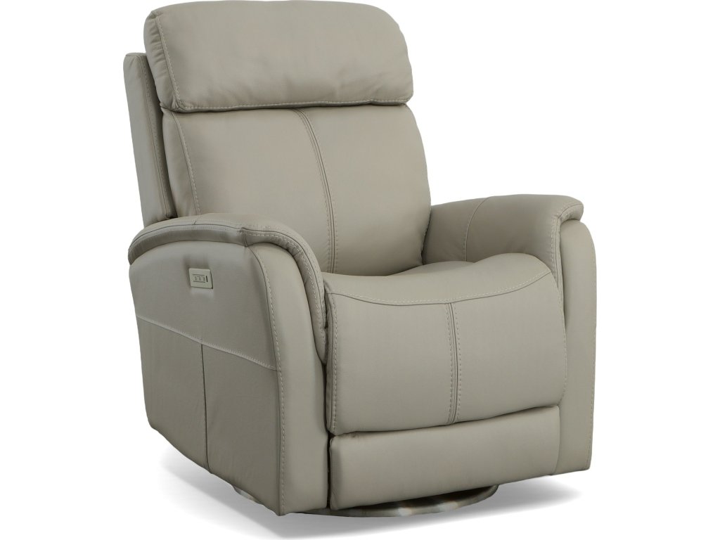 View Dove Leather Power Swivel Recliner with Power Headrest - main image