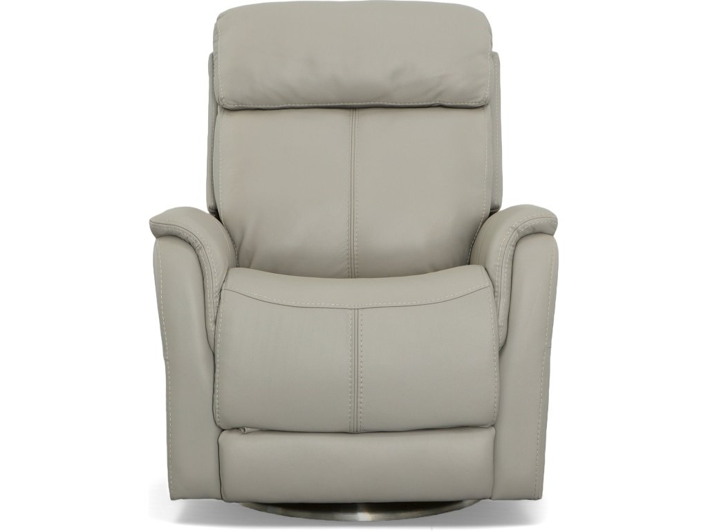 View Dove Leather Power Swivel Recliner with Power Headrest - image 1