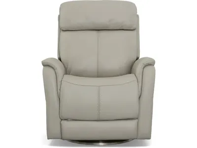 View Dove Leather Power Swivel Recliner with Power Headrest