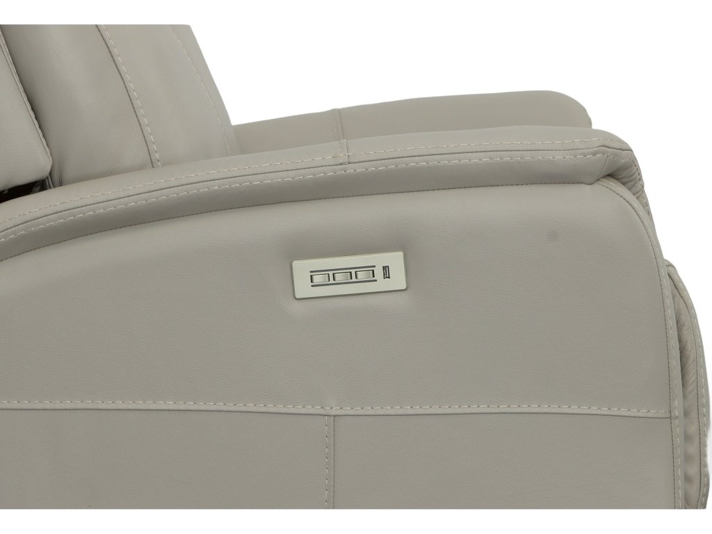 View Dove Leather Power Swivel Recliner with Power Headrest - image 5