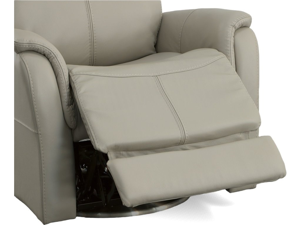 View Dove Leather Power Swivel Recliner with Power Headrest - image 6