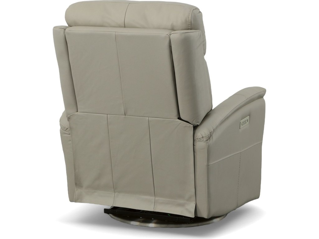 View Dove Leather Power Swivel Recliner with Power Headrest - image 8