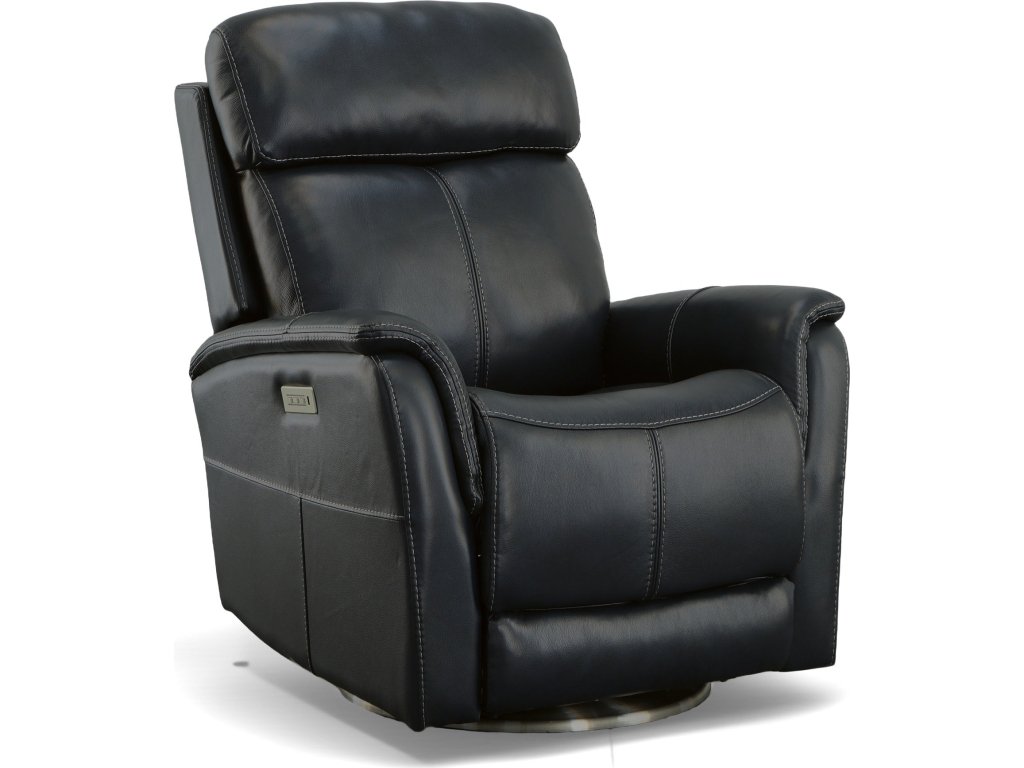 View Ocean Leather Power Swivel Recliner with Power Headrest - main image