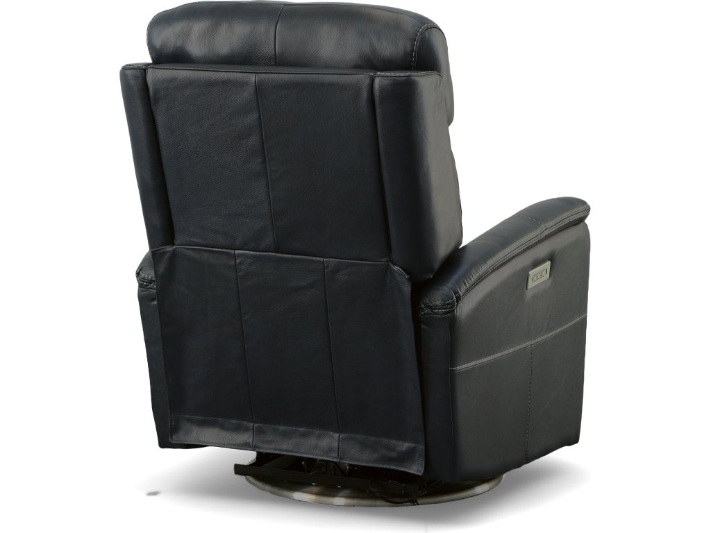 View Ocean Leather Power Swivel Recliner with Power Headrest - image 9