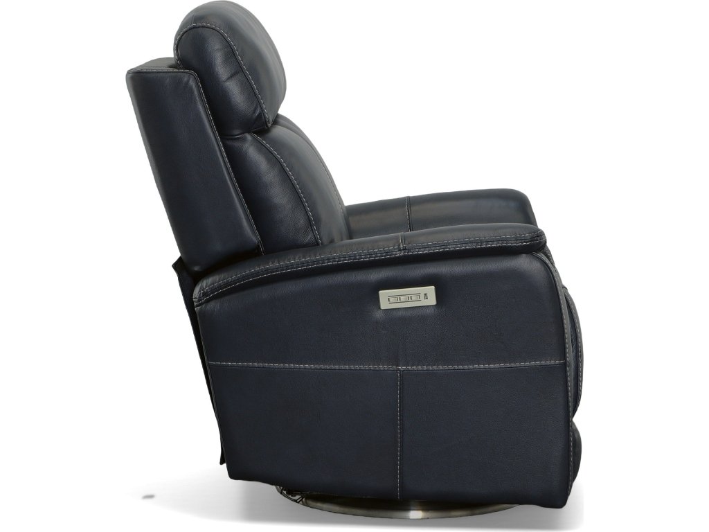 View Ocean Leather Power Swivel Recliner with Power Headrest - image 2