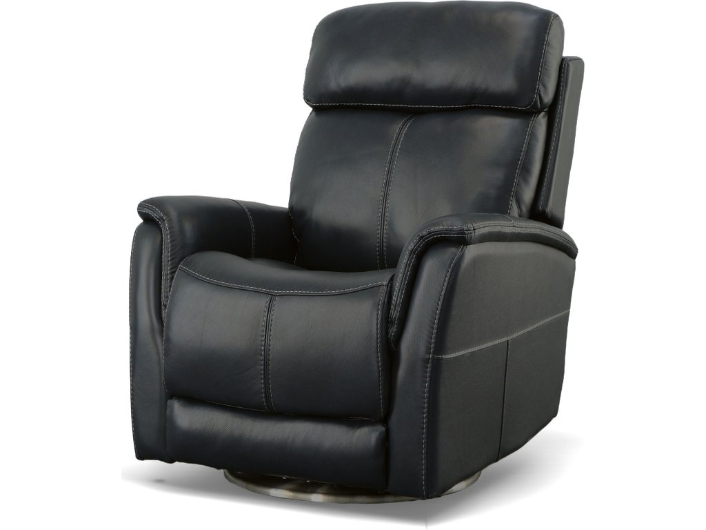 View Ocean Leather Power Swivel Recliner with Power Headrest - image 3