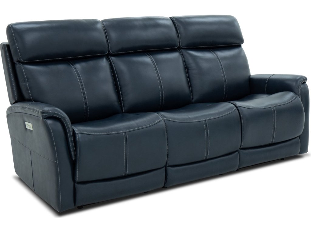 View Leather Power Reclining Sofa with Console, Power Headests & Lumbar - main image