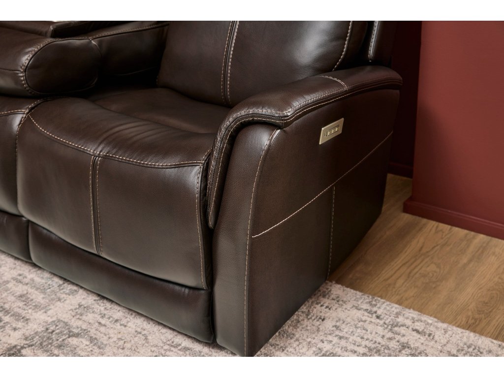 View Leather Power Reclining Sofa with Console, Power Headests & Lumbar - image 3
