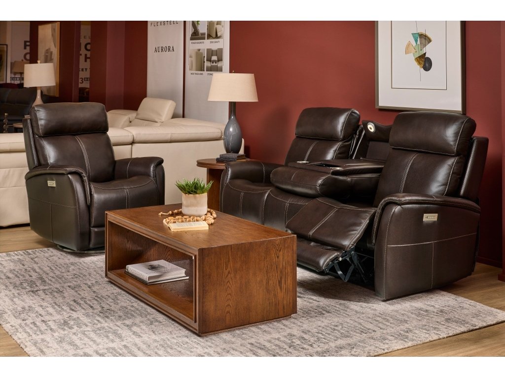 View Leather Power Reclining Sofa with Console, Power Headests & Lumbar - image 6