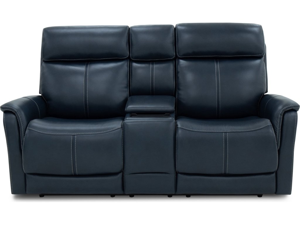 View Leather Power Reclining Loveseat with Console, Power Headrests & Lumbar - image 2
