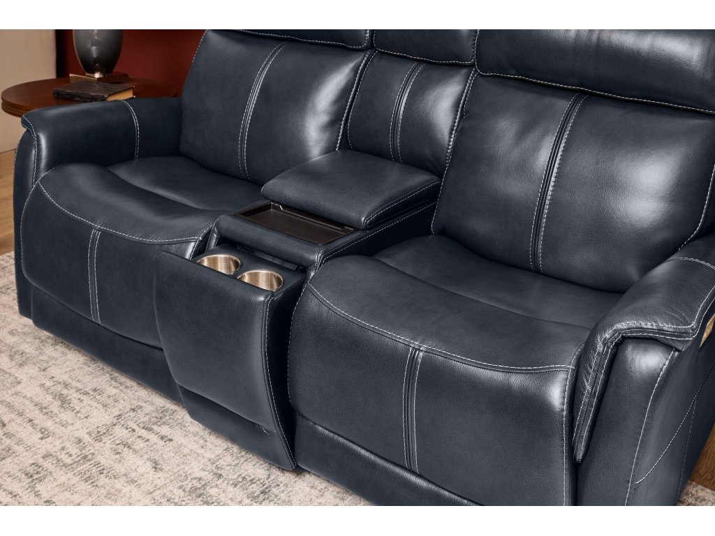 View Leather Power Reclining Loveseat with Console, Power Headrests & Lumbar - image 4
