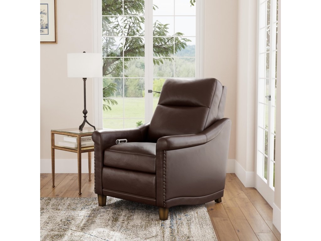 Elizabeth Brunette Leather Power Recliner with Power Headrest - image 1