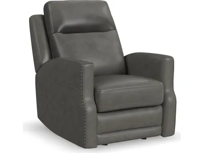 Maxwell Cinder Leather Power Gliding Recliner with Power Headrest and Lumbar