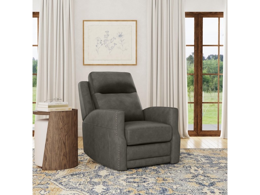 Maxwell Cinder Leather Power Gliding Recliner with Power Headrest and Lumbar - image 1