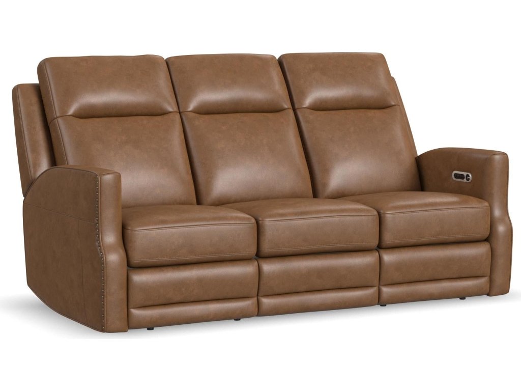 Maxwell Cedar Leather Power Reclining Sofa with Power Headrests and Lumbar - main image