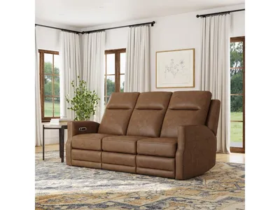 Maxwell Cedar Leather Power Reclining Sofa with Power Headrests and Lumbar - Alternative View