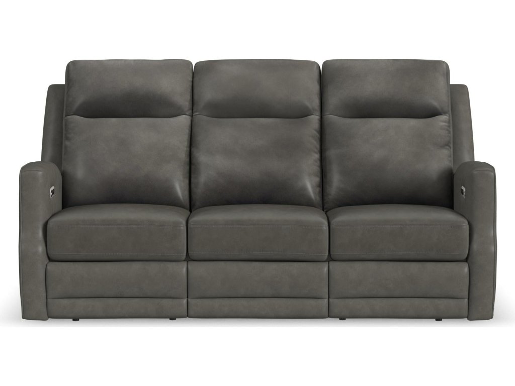 Maxwell Cinder Leather Power Reclining Sofa with Power Headrests and Lumbar - image 2