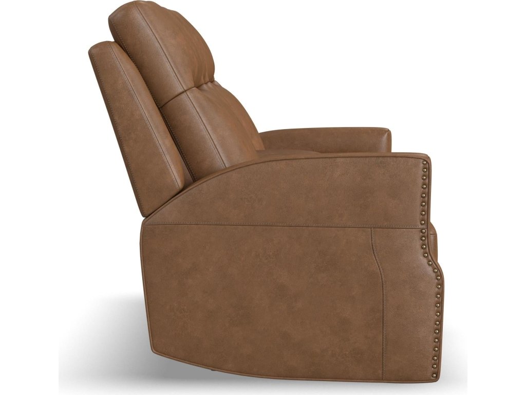 Maxwell Cedar Leather Power Reclining Loveseat with Console, Power Headrests and Lumbar - image 3