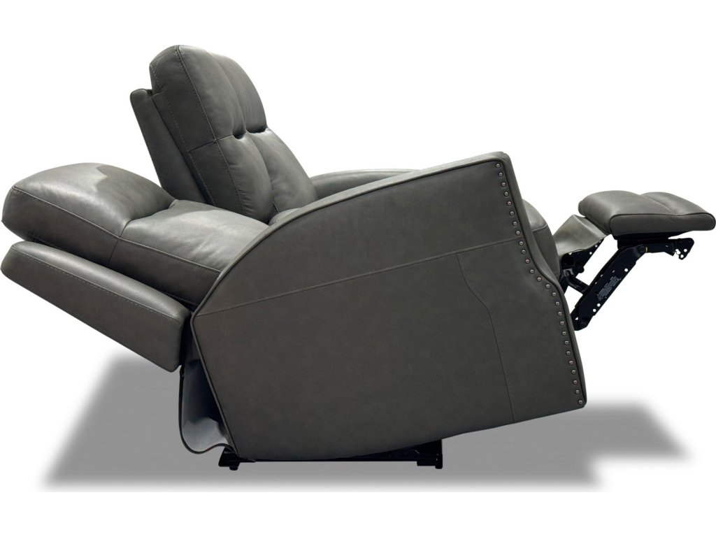 Maxwell Cinder Leather Power Reclining Loveseat with Console, Power Headrests and Lumbar - image 9