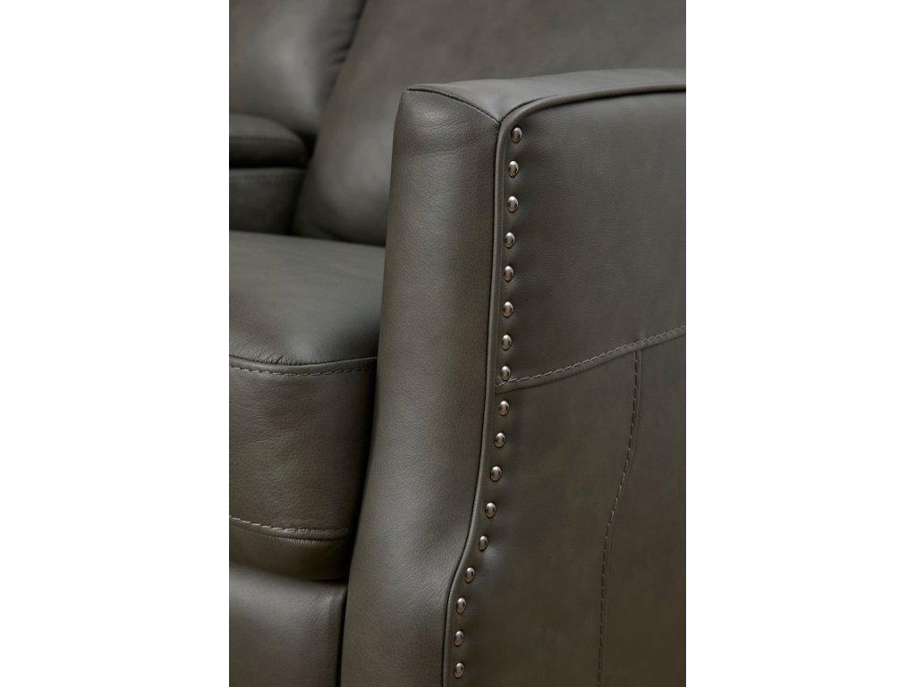 Maxwell Cinder Leather Power Reclining Loveseat with Console, Power Headrests and Lumbar - image 4