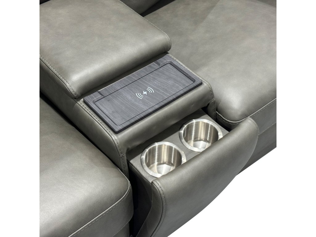 Maxwell Cinder Leather Power Reclining Loveseat with Console, Power Headrests and Lumbar - image 8