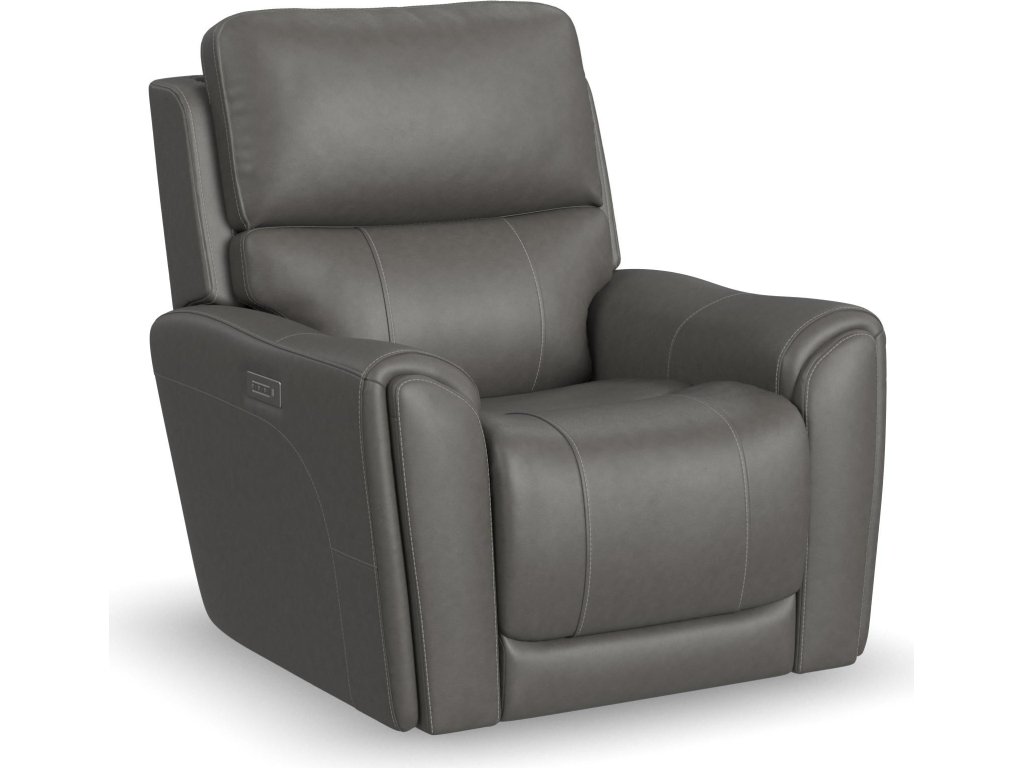 Carter Smoke Fabric Power Recliner with Power Headrest & Lumbar - main image
